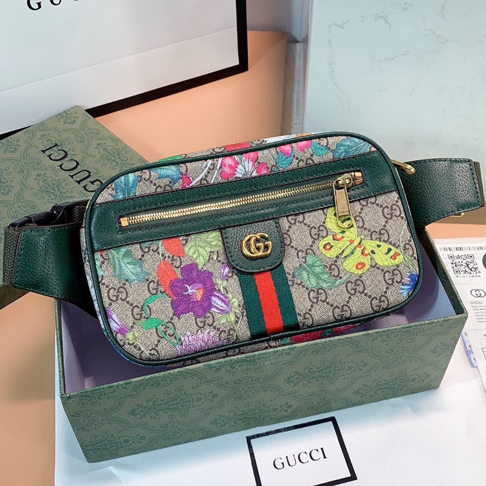 GG Floral Letter Print Ladies Zip Belt Bag Crossbody Bag