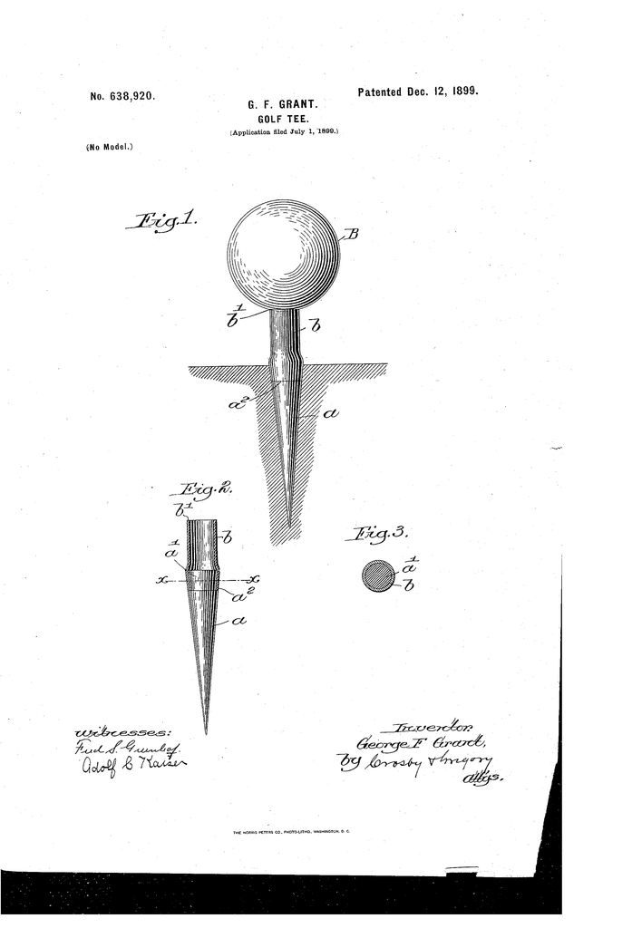 George Grant's Golf Tee Patent Art