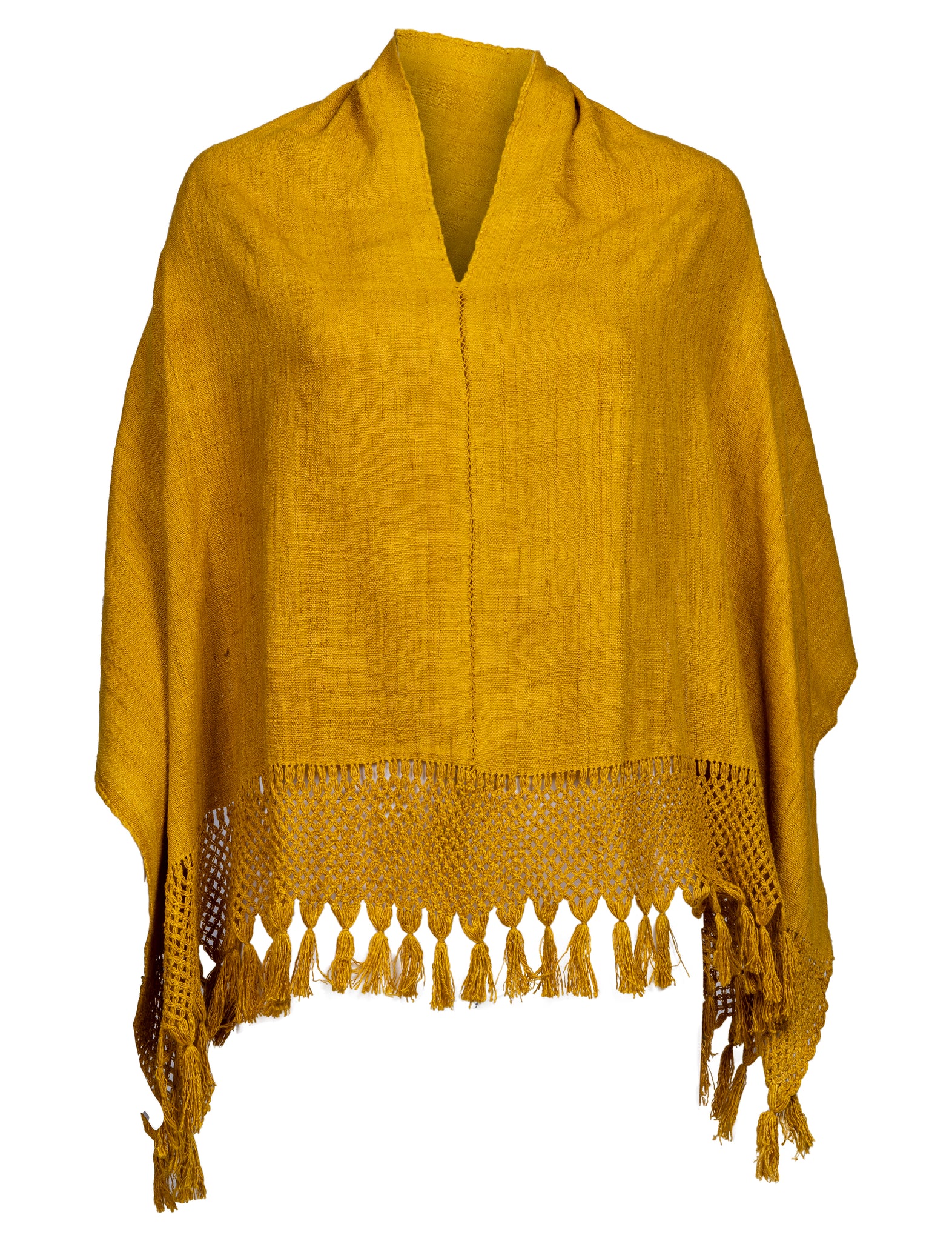 The Artisanal Silk Poncho in Yellow