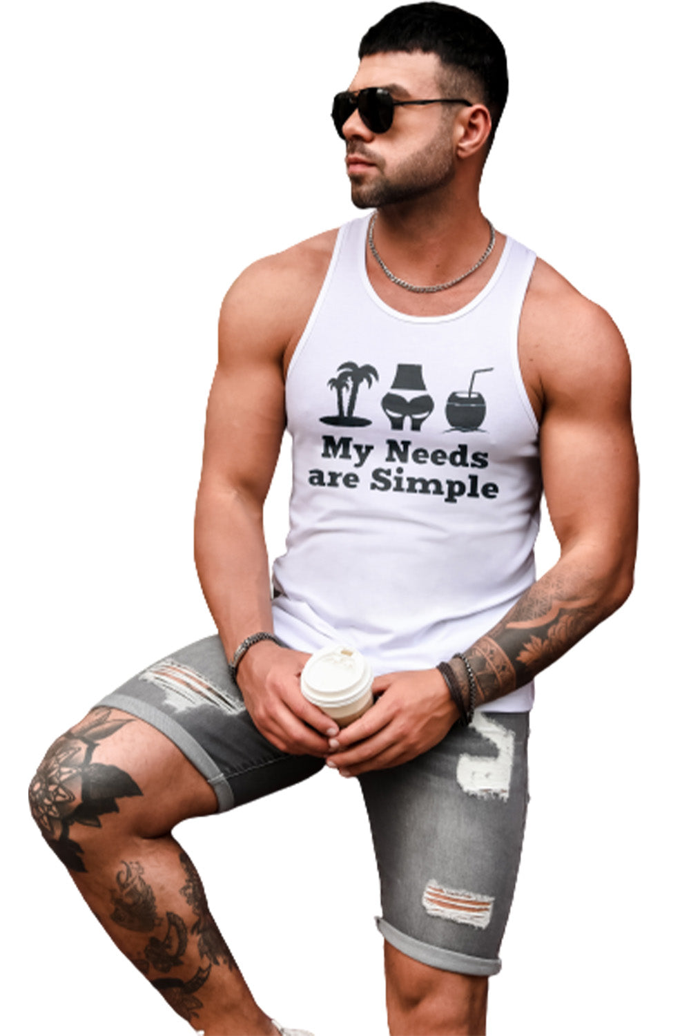 White My Needs Are Simple Graphic Print Men's Tank Top Men's Tees & Tanks Magenerations