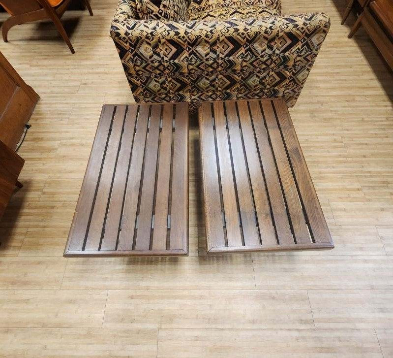 Pair of Mid-Century Walnut Slat End / Side Tables