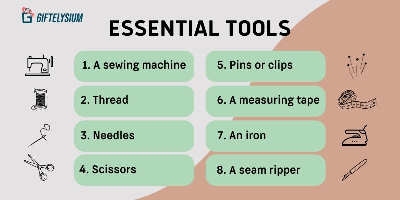 Essential tools and supplies to hem a shirt with a sewing machine