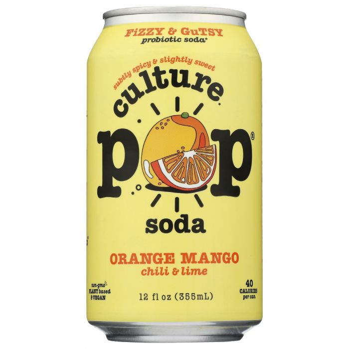 CULTURE POP: Orange Mango Chili & Lime Probiotic Soda, 12 fo