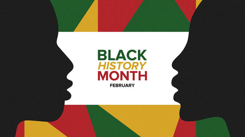 black history month banner with two figure bust