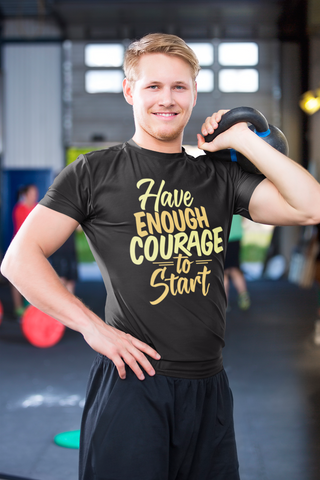 man weight training wearing rgmj brands custom t-shirt