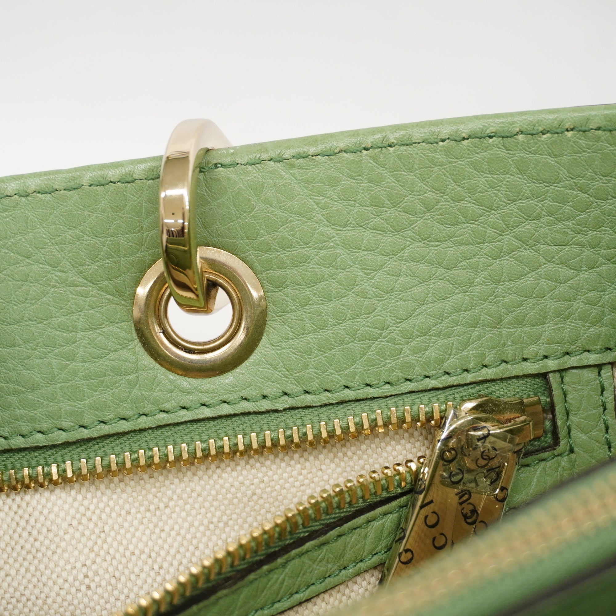 GUCCI  Bamboo 2way Bag 323660 Leather Handbag,Shoulder Bag Light Green 4071