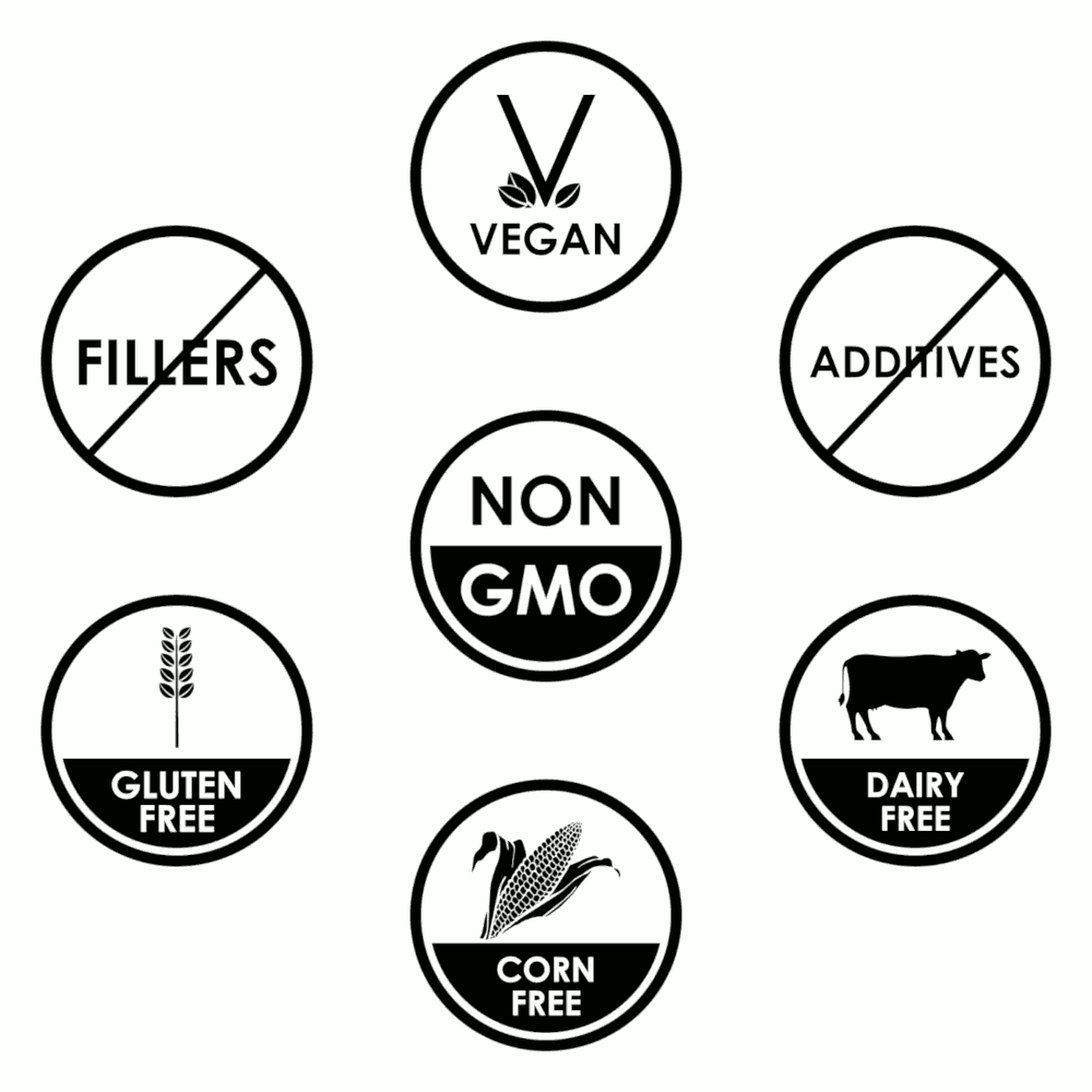 Hierbas nutricionales de Remedy: veganas, sin rellenos, sin aditivos, sin OGM, sin maíz, sin lácteos, sin gluten