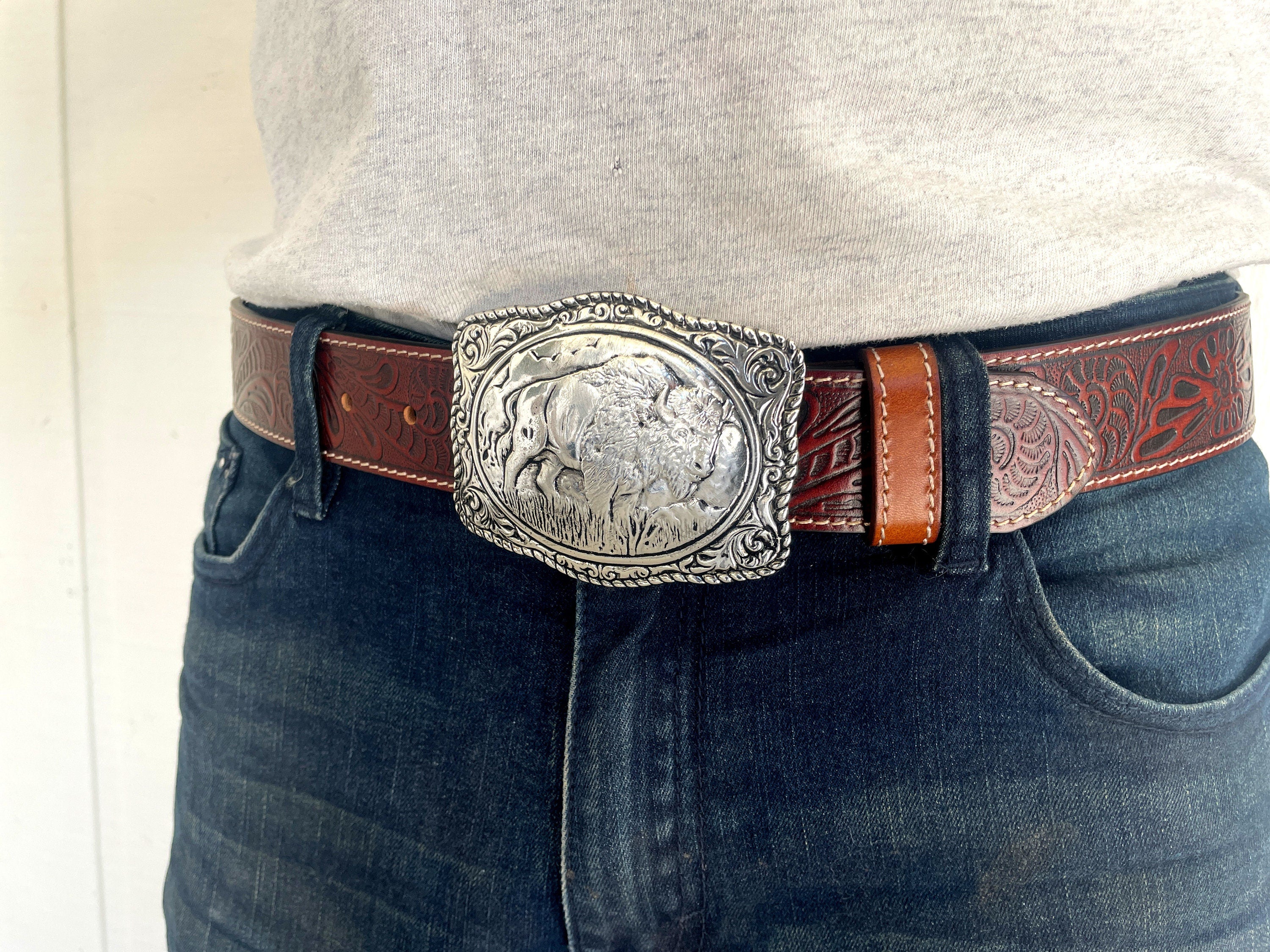 Brass Bison Belt Buckle