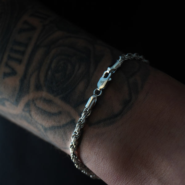 3mm 925 sterling silver rope bracelet