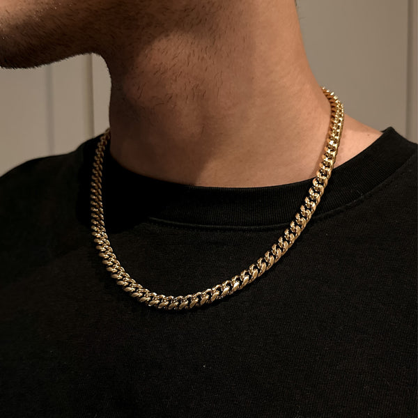 5mm 14K Gold Miami Cuban Link Chain Necklace