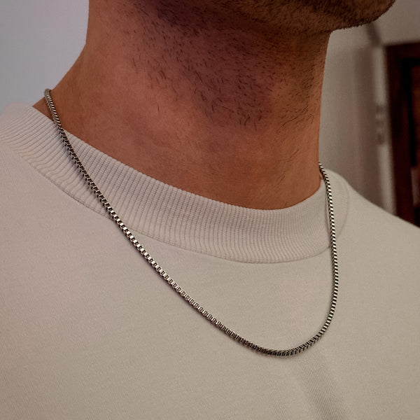 BOX CHAIN MEDIUM Width Stainless Steel Mens Box Link Necklace Chain