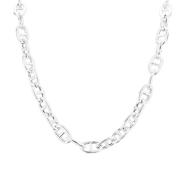 18k Yellow Gold 4mm Solid Puffed Anchor Chain Necklace 24 Inches |  Sarraf.com