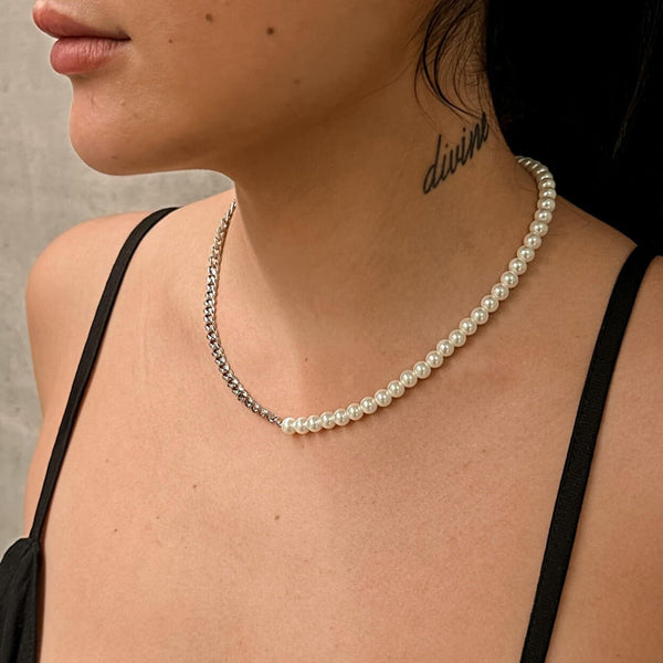 DY Madison® Pearl Chain Necklace in Sterling Silver with 18K Yellow Gold  and Pearls, 11mm | David Yurman