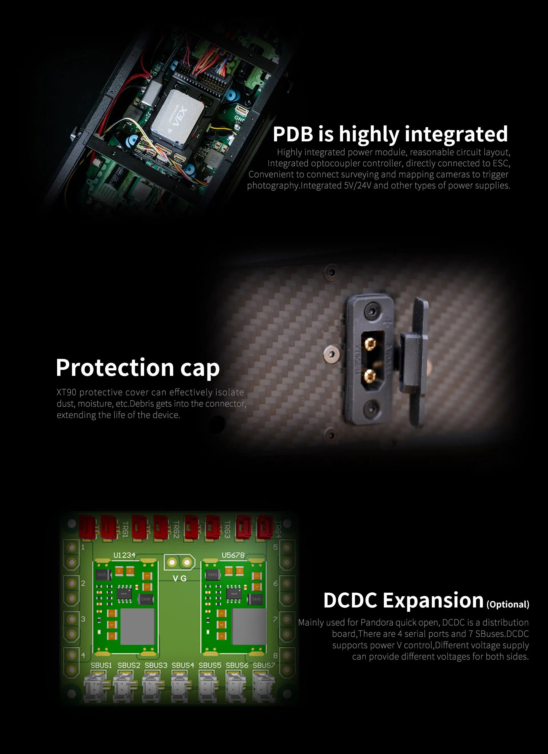 Keel Quadcopter Delivery Drone, mainly used for Pandora quick open; DCDC is a distribution board,there are 4