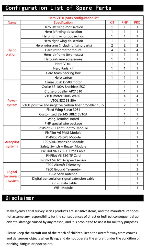 Makeflyeasy HERO VTOL, Makeflyeasy aerial survey series products are sensitive items . it is prohibited to use it