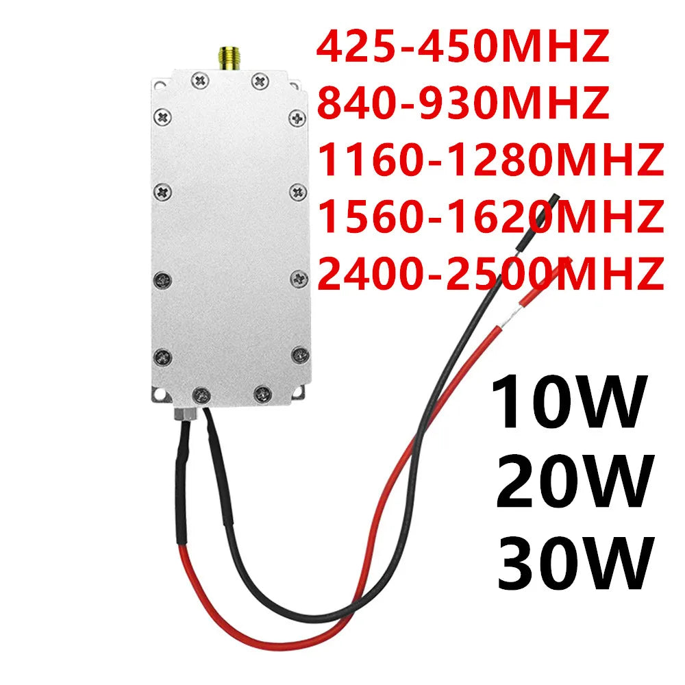 RCDRONE 10W 20W 30W Anti Drone Module   Block 425 450Mhz 840 930Mhz 1160 1280Mhz 2400 2500Mhz GPS Beidou RF POWER amplifier