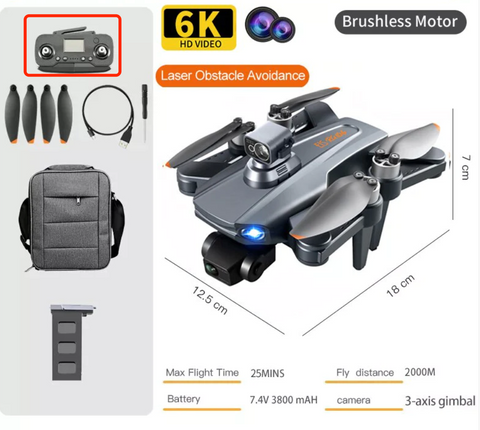 Remote Controller, 6K Brushless Motor HD VIDEO Laser Obstacle Avoidance' Max Flight Tim