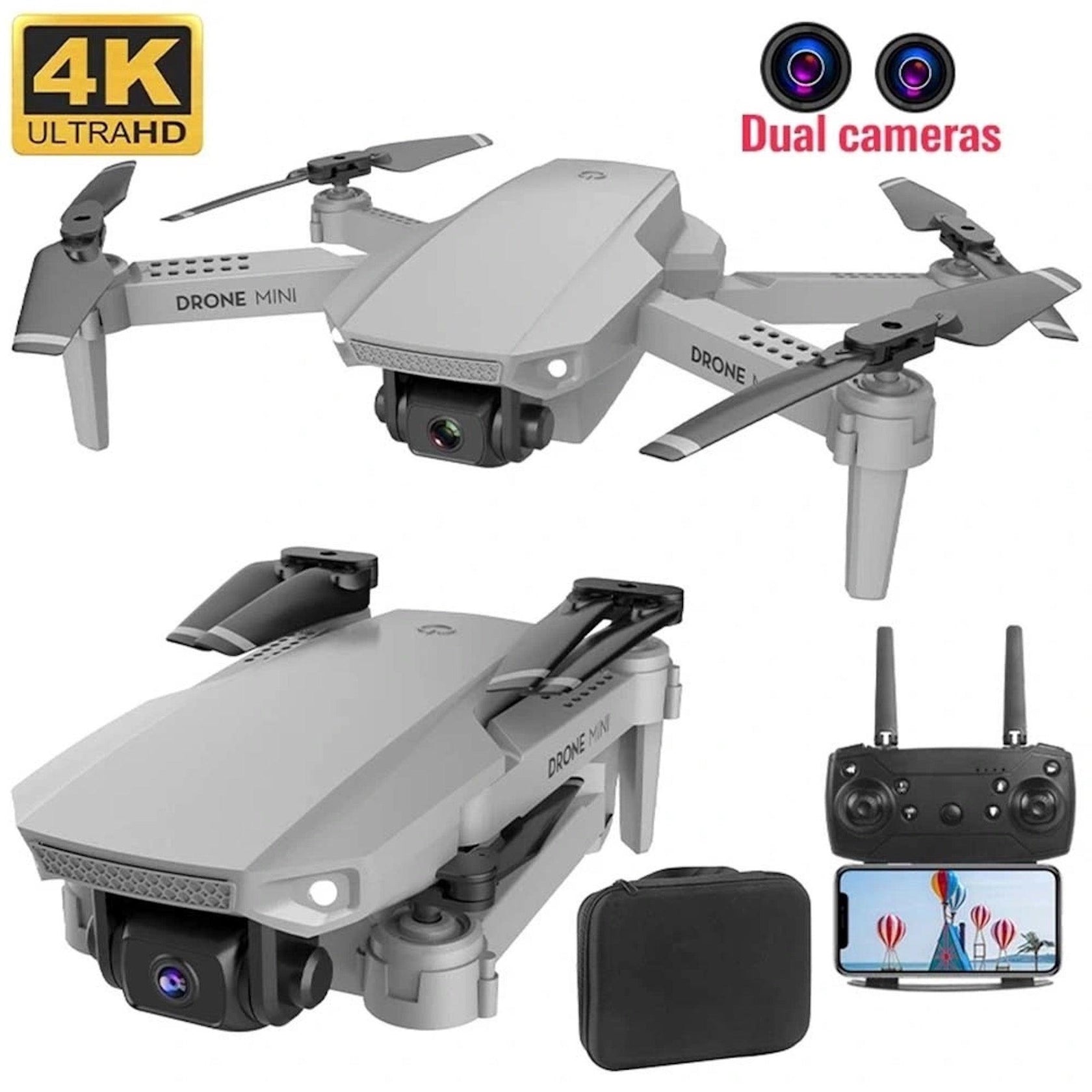 E88 Drone WiFi Fpv Mini Drone with Dual 4K HD Camera WideAngle Lens