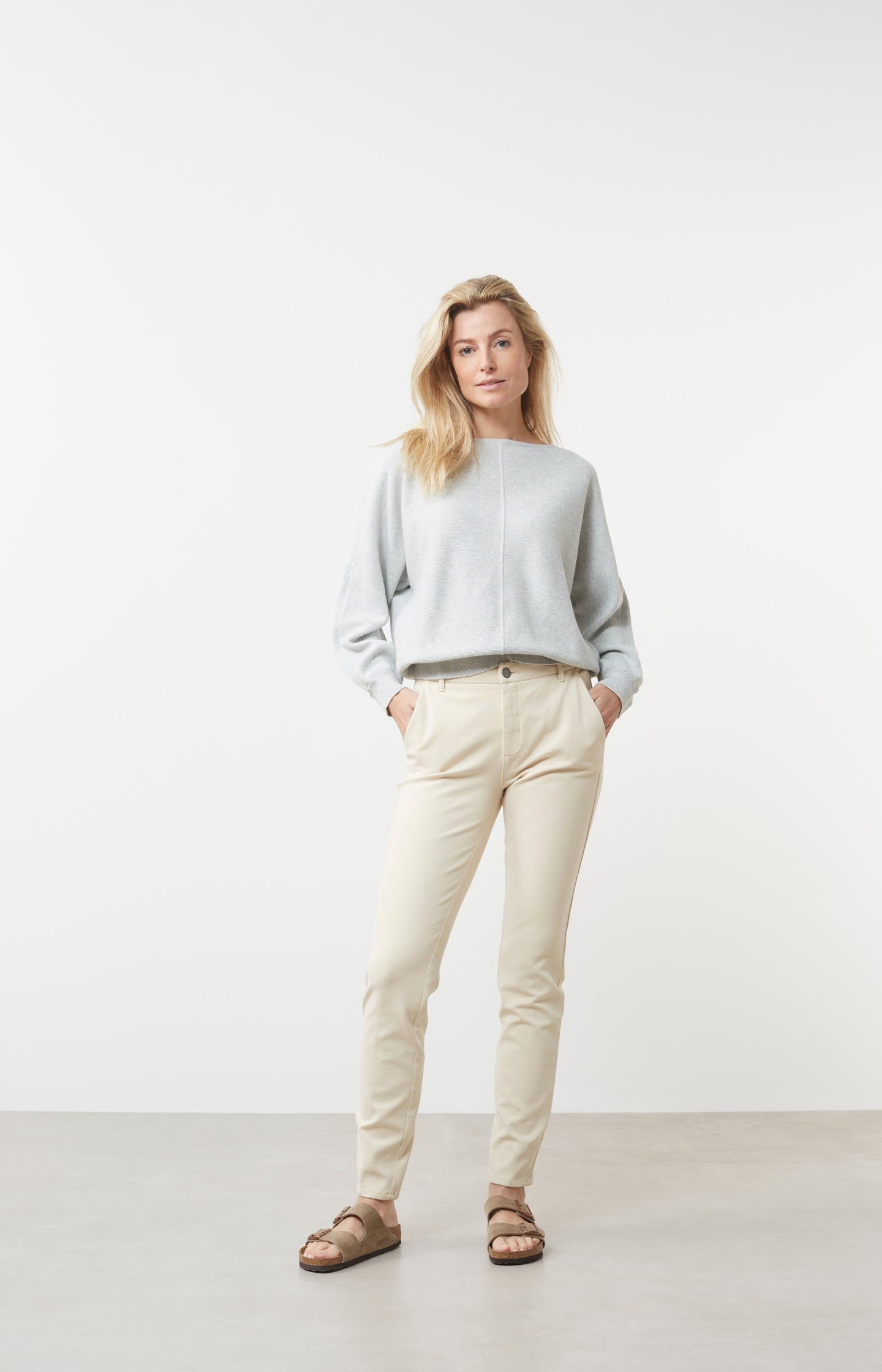 Boatneck sweater with long batwing sleeves in a relaxed fit