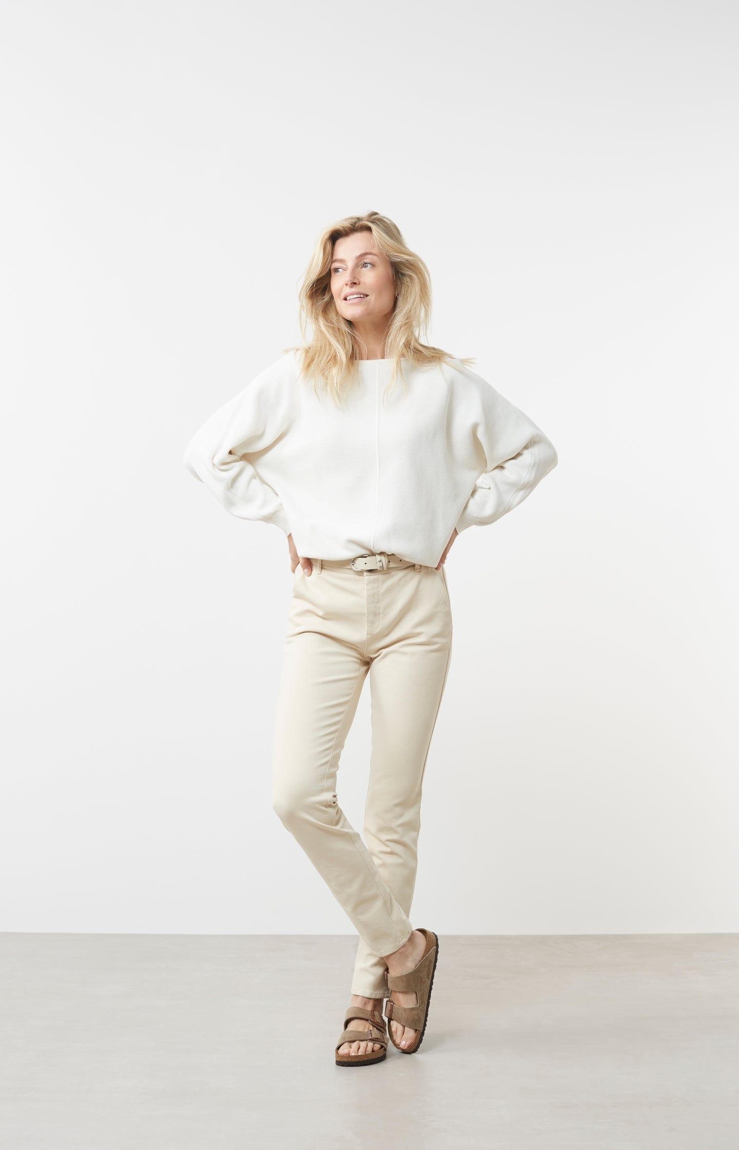 Boatneck sweater with long batwing sleeves in a relaxed fit