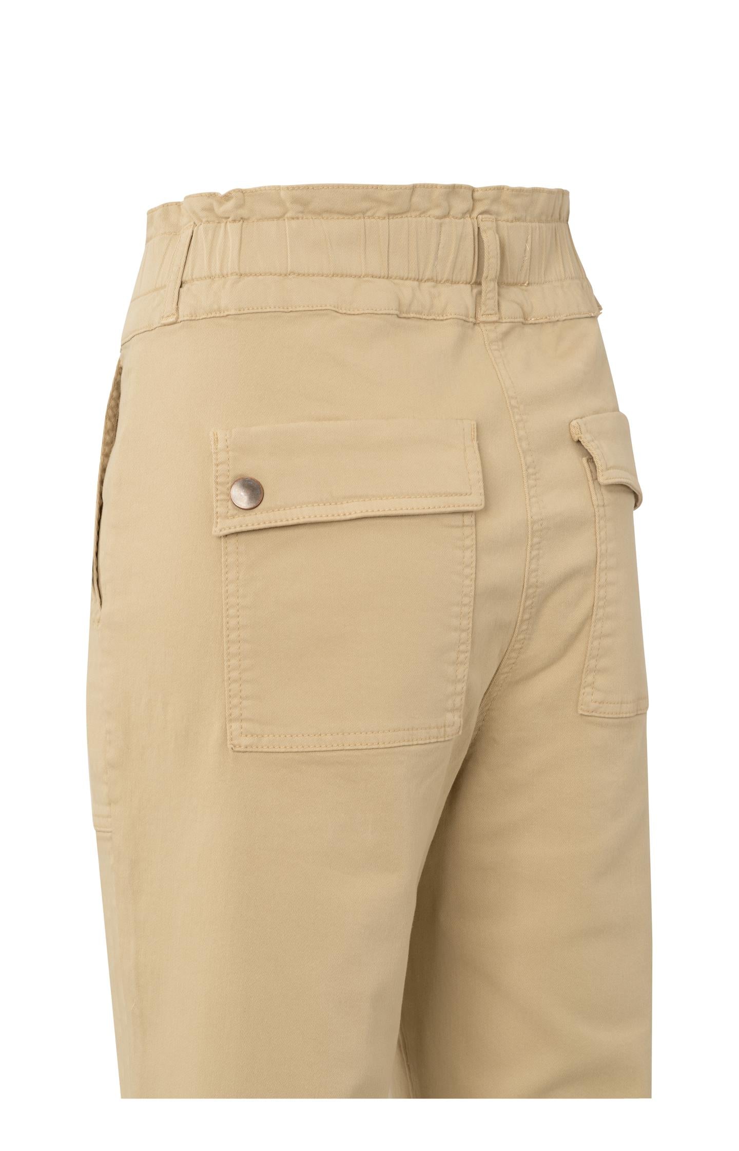 Cargo trousers with paperbag waist, pockets and buttons
