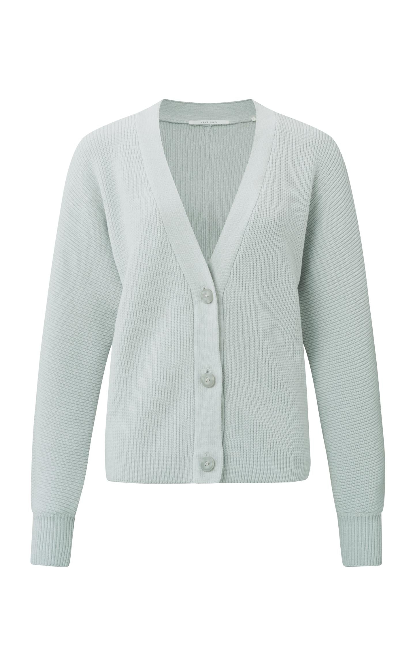 Chenille cardigan with V-neck, long sleeves and buttons - Type: product