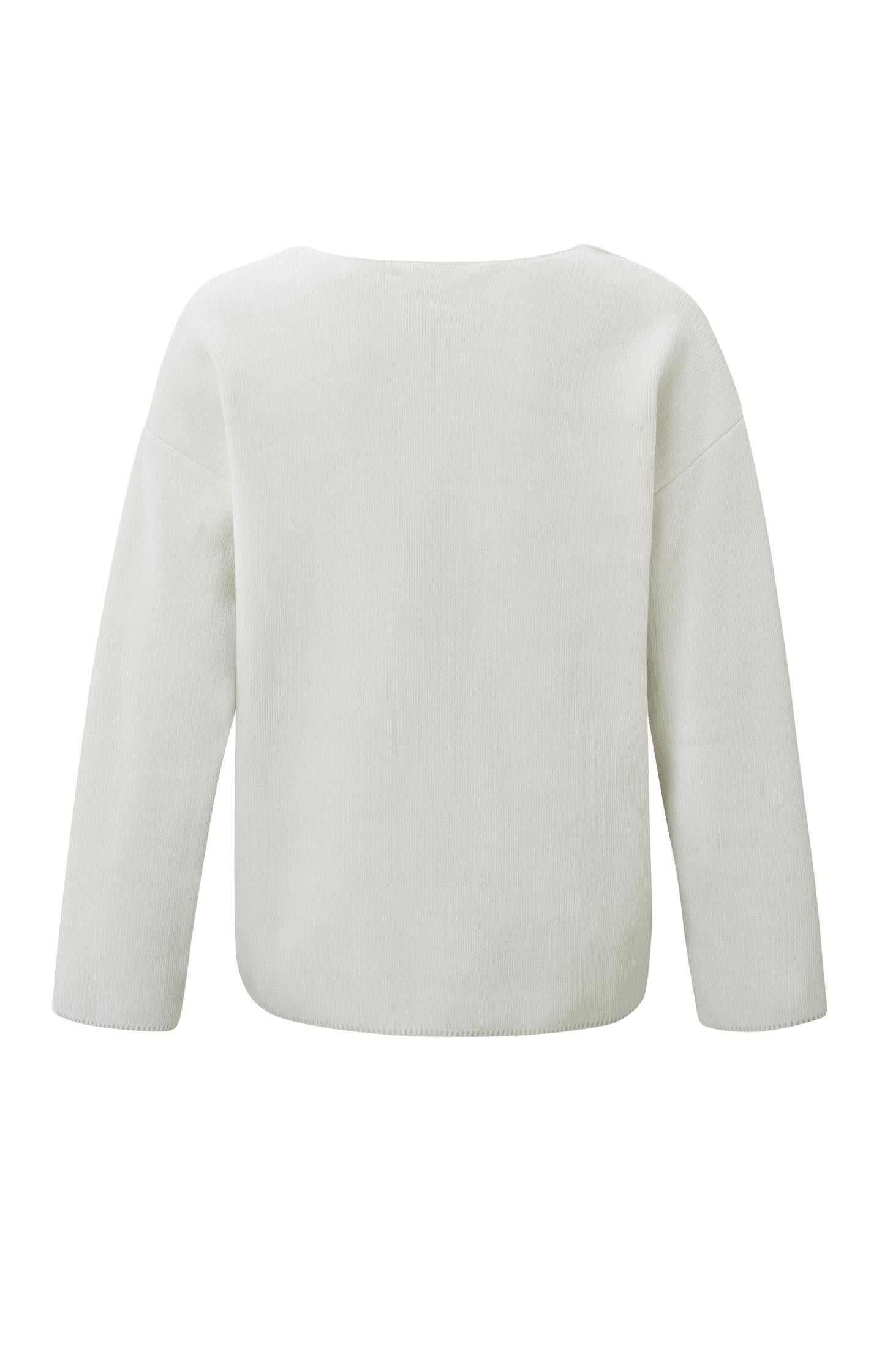 Chenille sweater with V-neck, long sleeves and seam detail