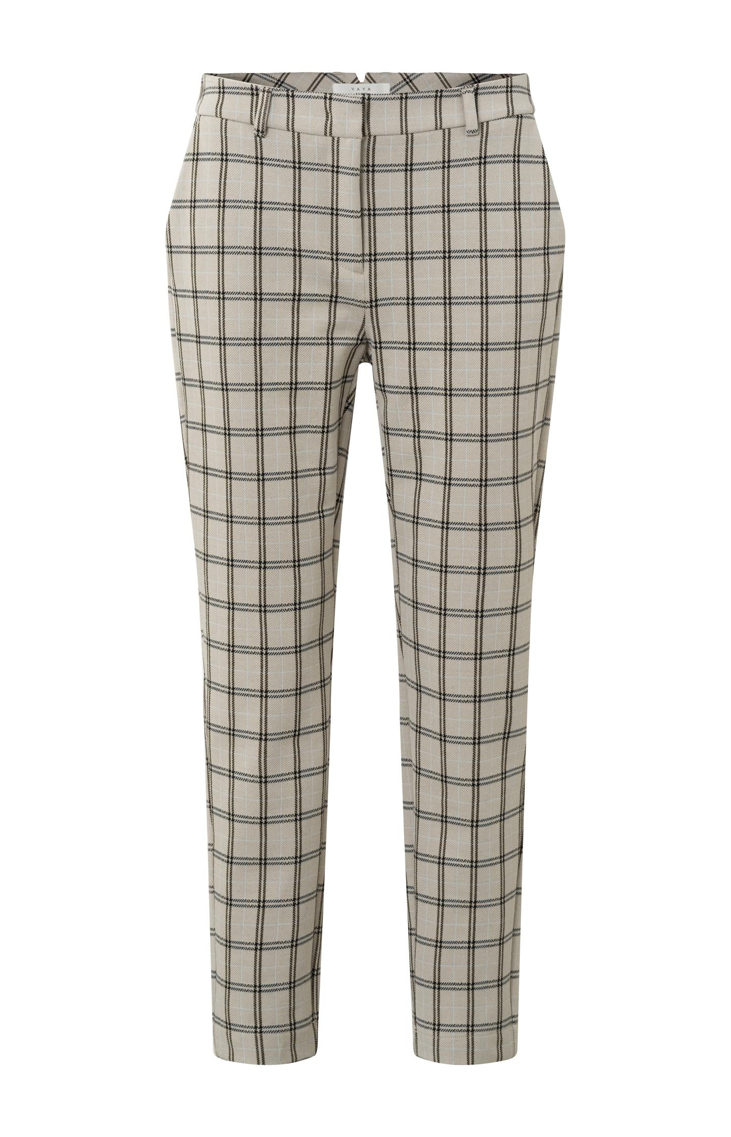Chino trousers with straight leg, pockets and check print - Type: product