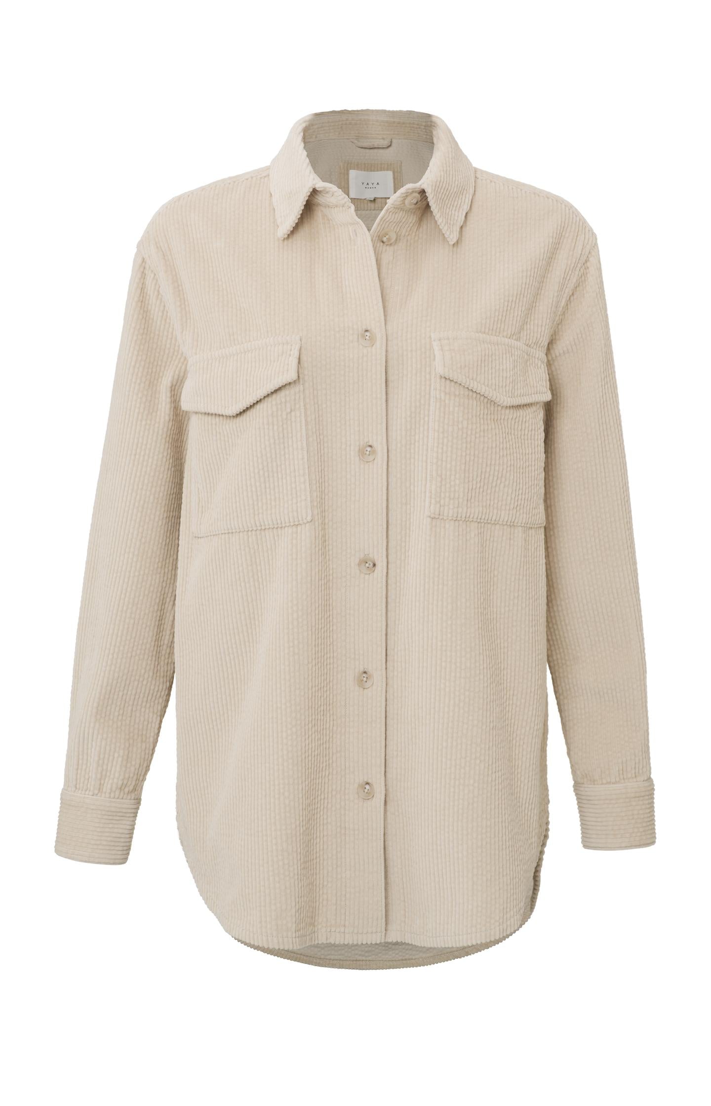 Corduroy overshirt with long sleeves and pockets in wide fit - Type: product