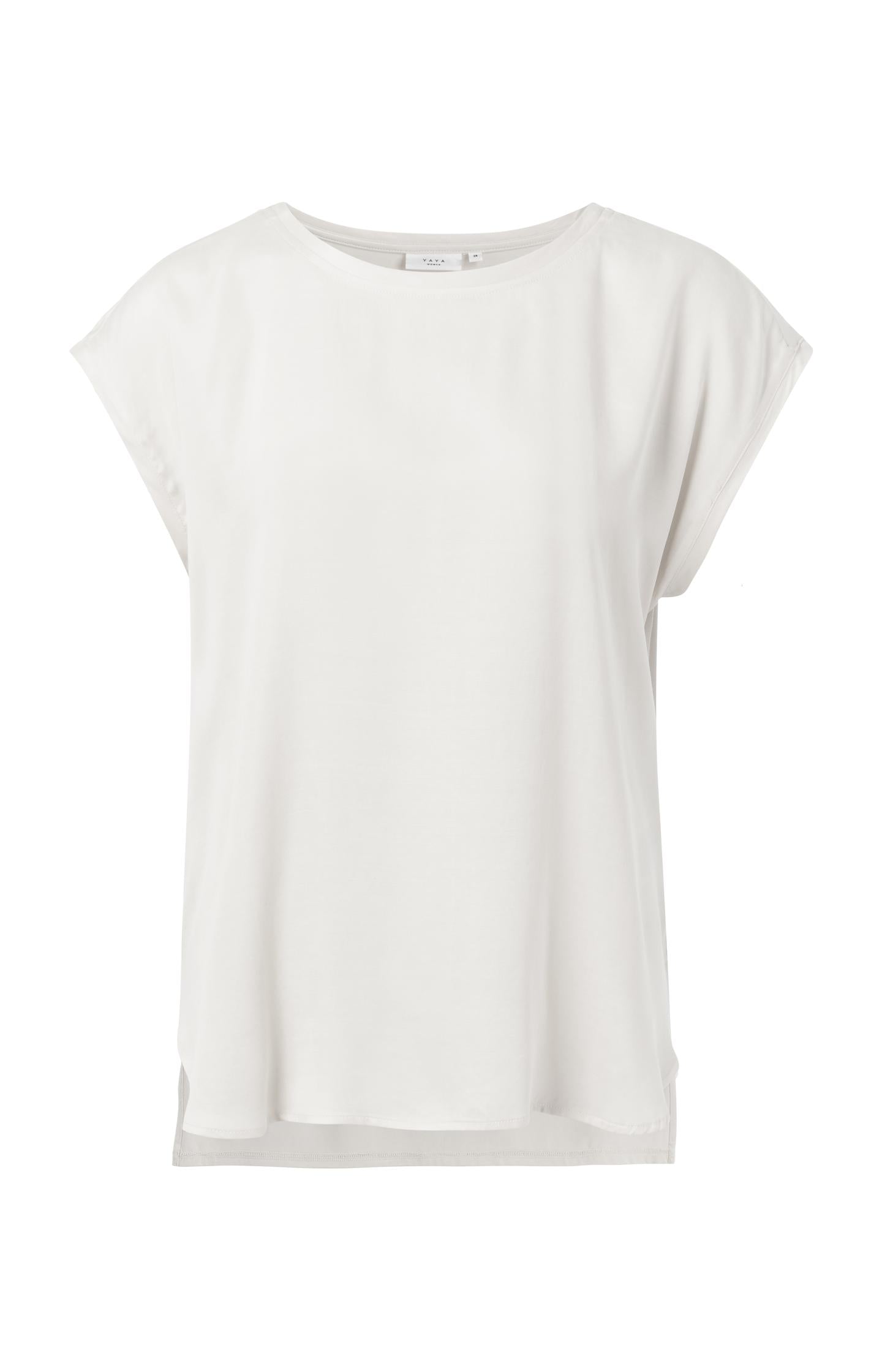Cupro blend fabric mix T-shirt with rounded hems - Type: product