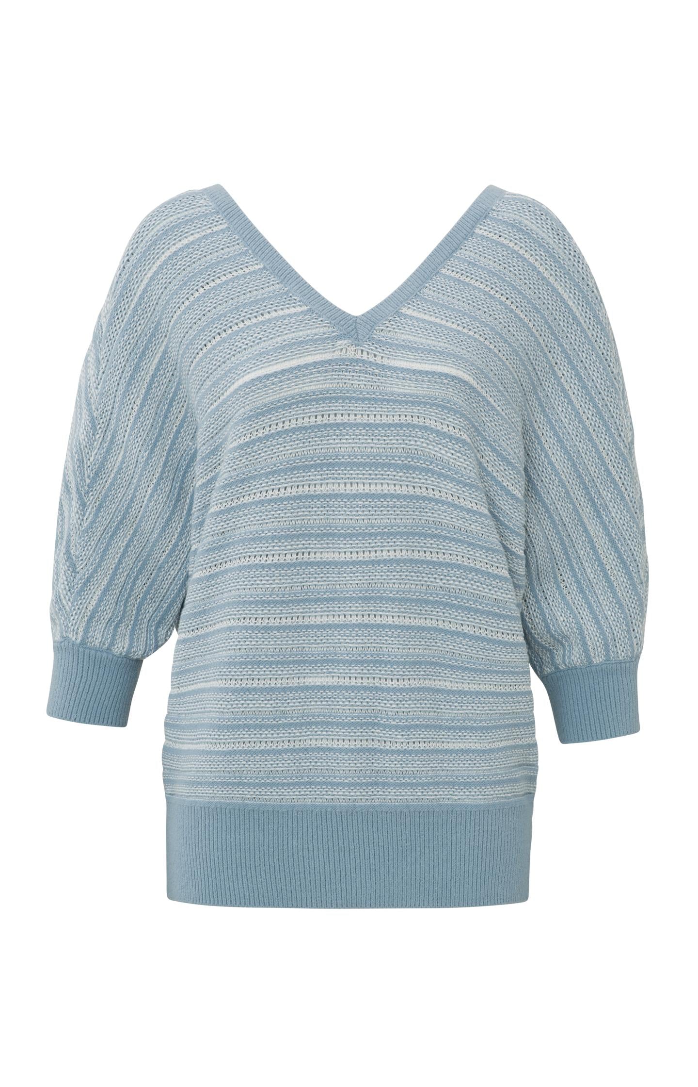 Double V-neck sweater with long sleeves and striped pattern - Type: product