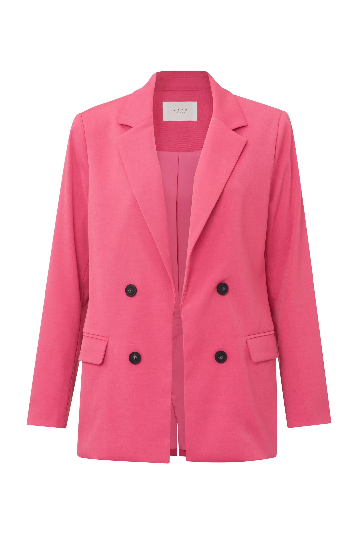 Faux double-breasted blazer with long sleeves and pockets - Type: product