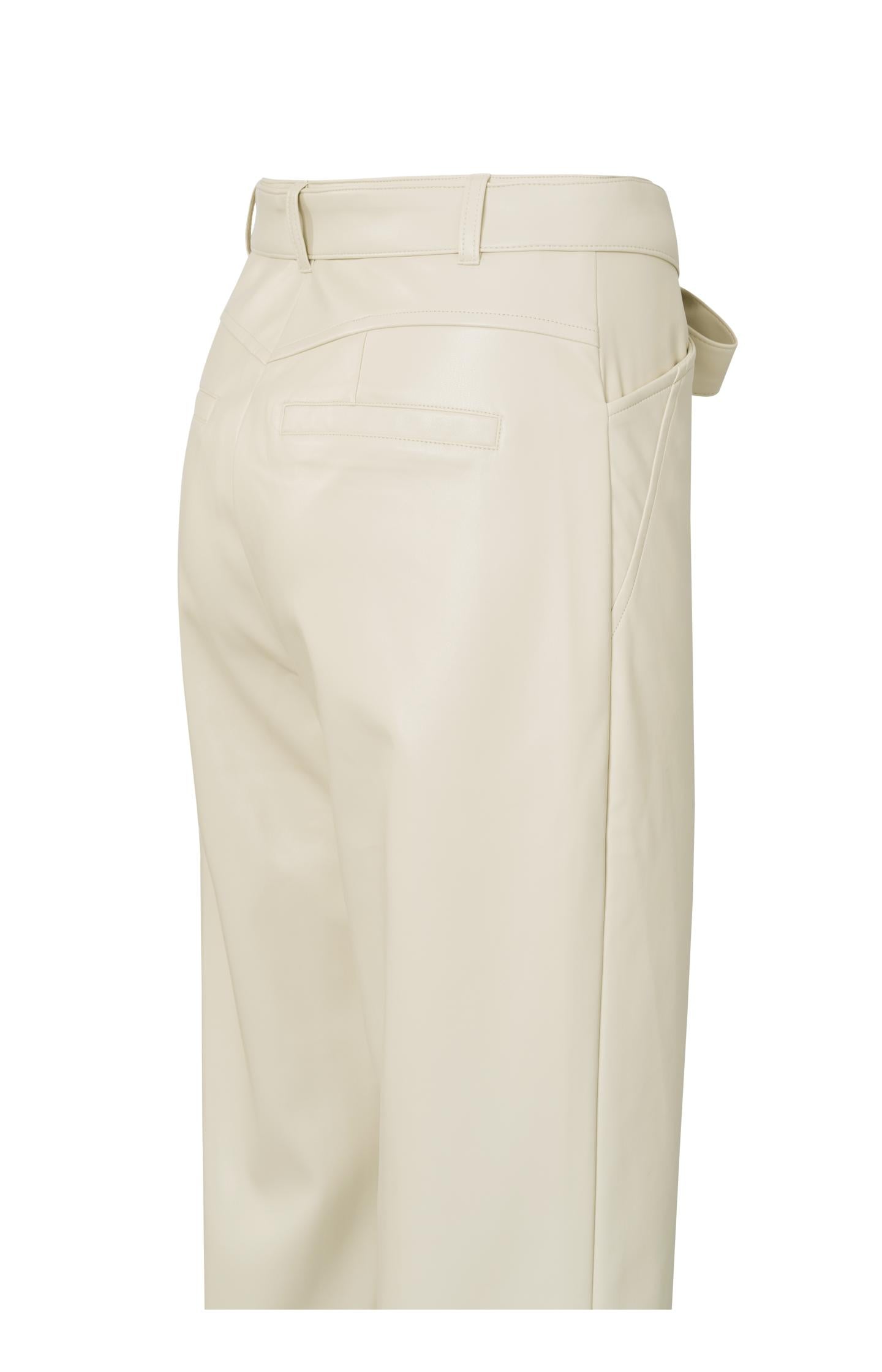 Faux leather trousers with straight leg and pockets