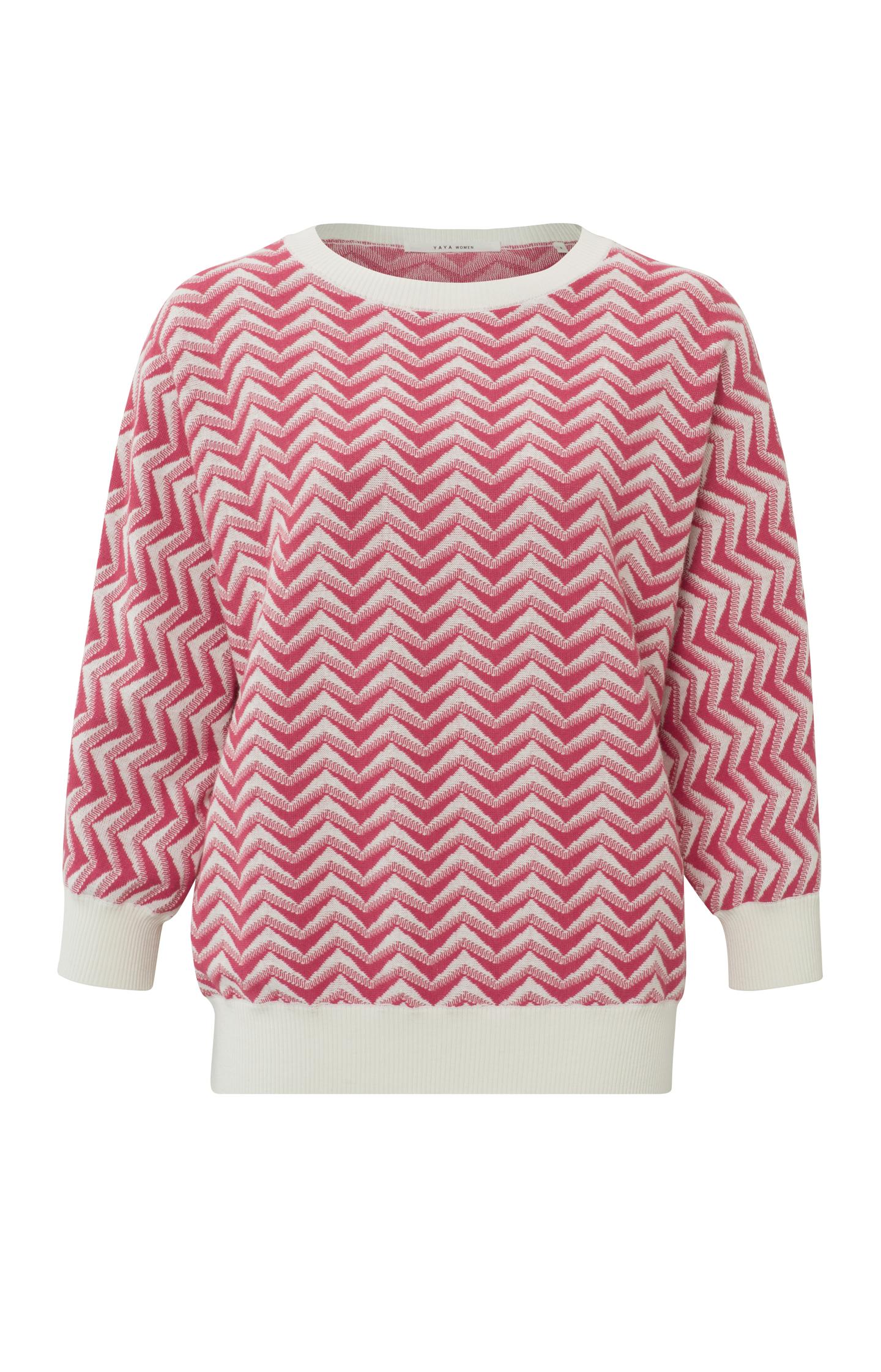 Jacquard sweater with round neck, 7/8 sleeves and print - Type: product