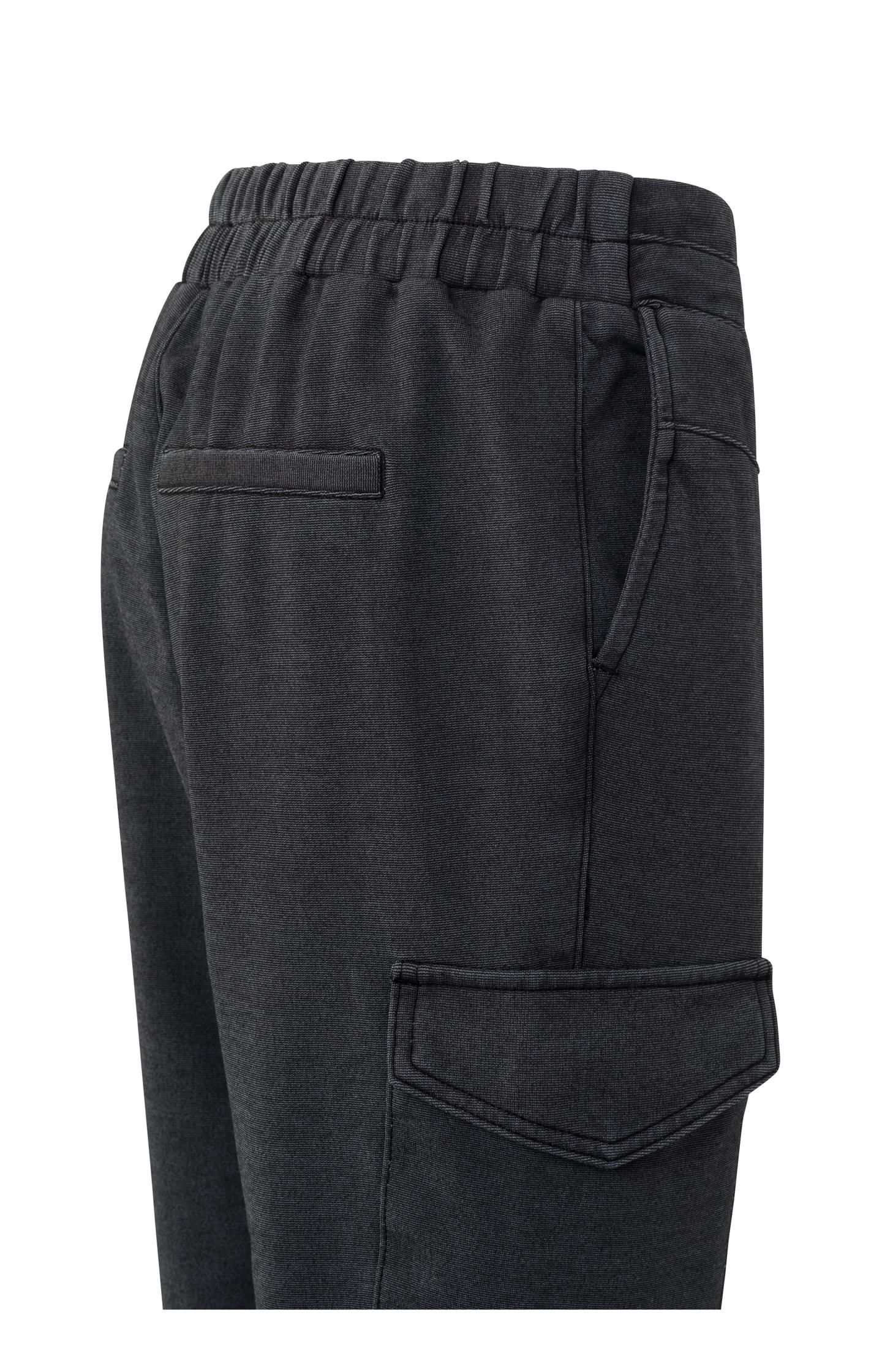 Jersey cargo trousers with drawstring and elastic waist