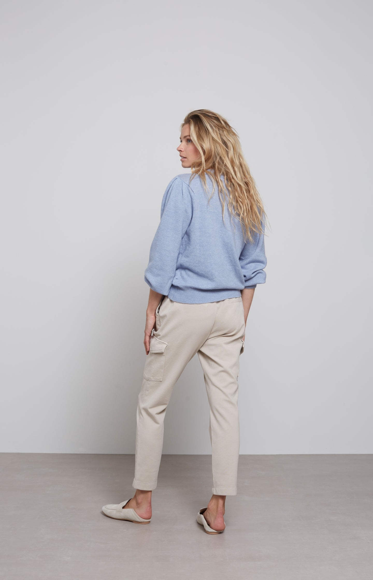 Jersey cargo trousers with drawstring and elastic waist