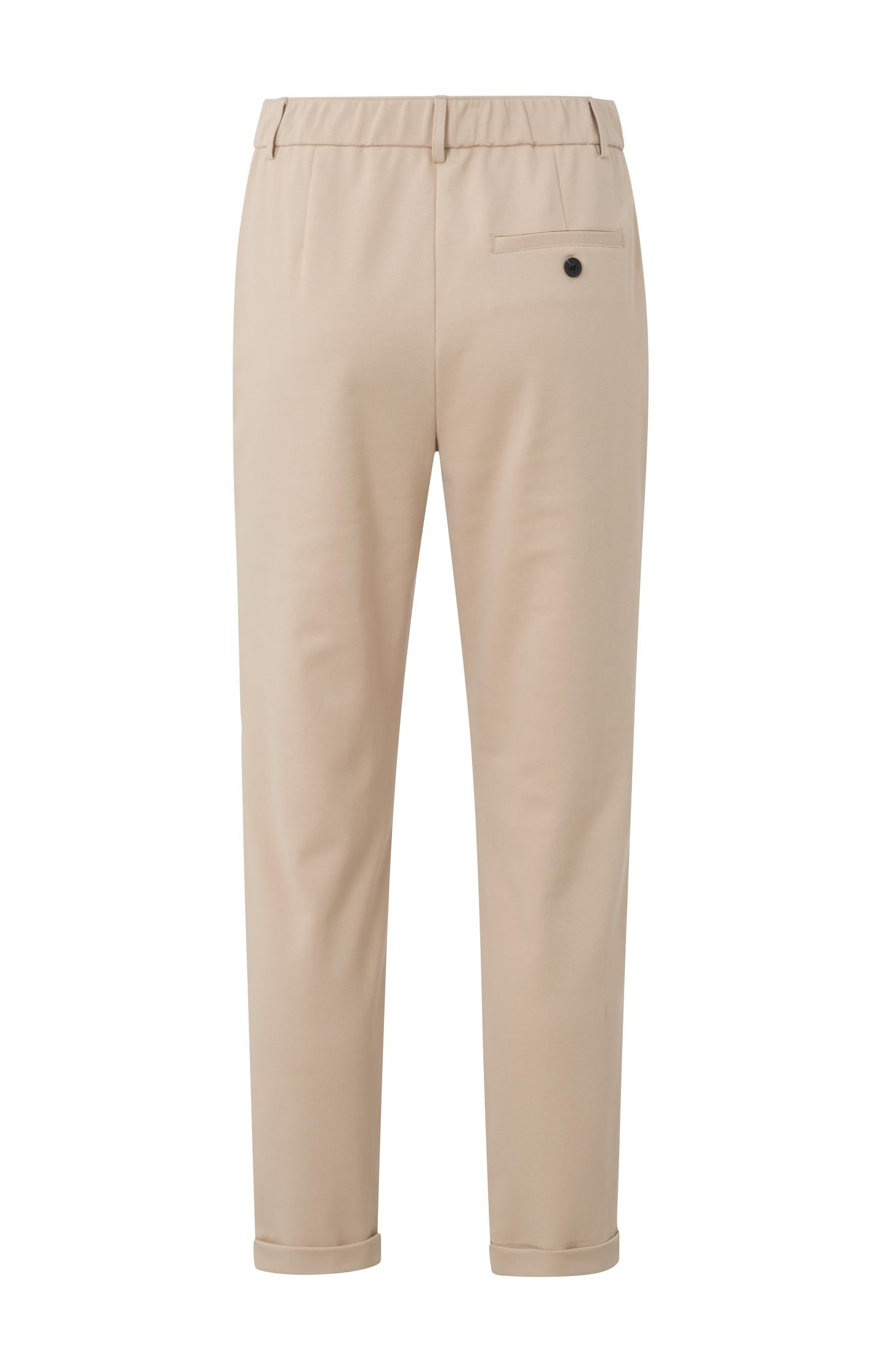 Jersey chino with straight leg, side pockets and mid waist