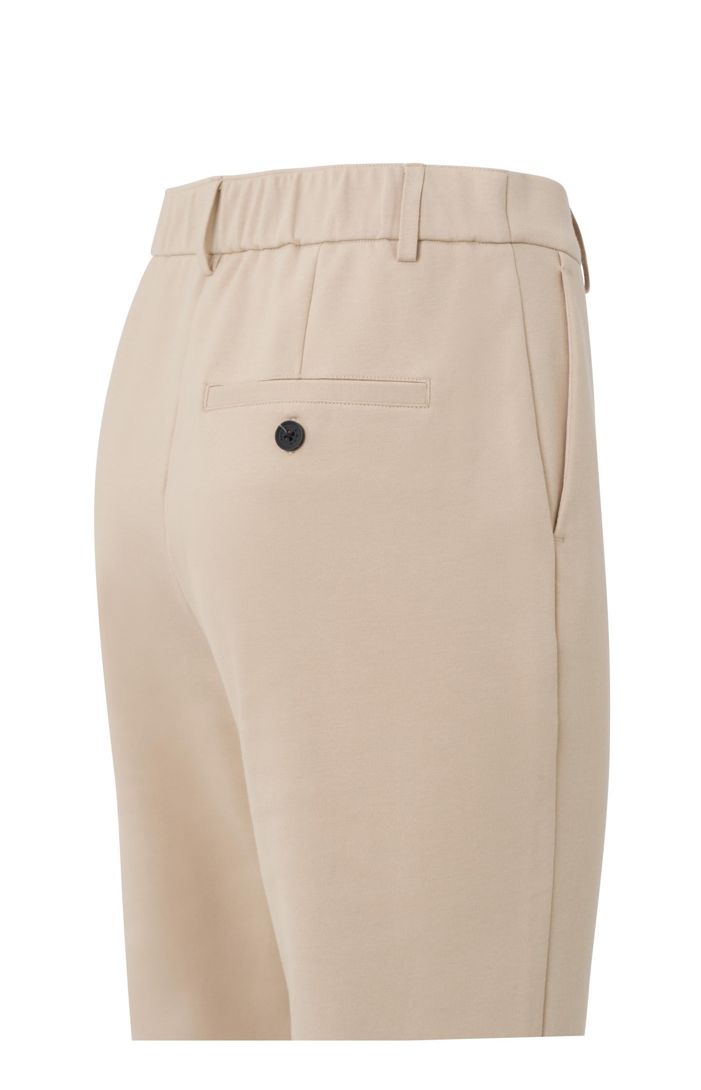 Jersey chino with straight leg, side pockets and mid waist