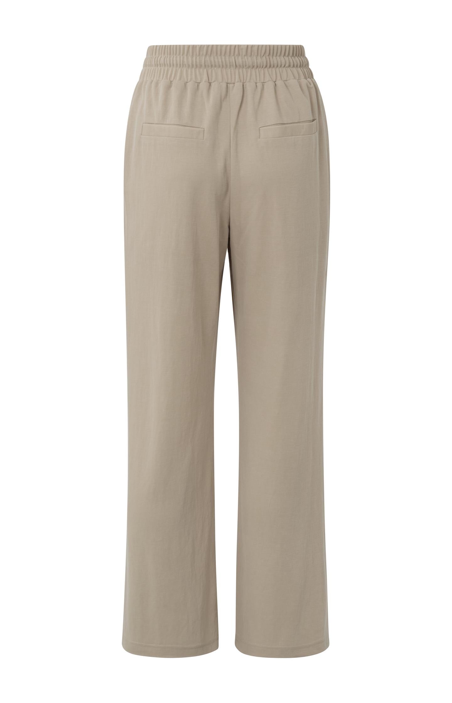 Jersey trousers with wide leg, elastic waist and buttons