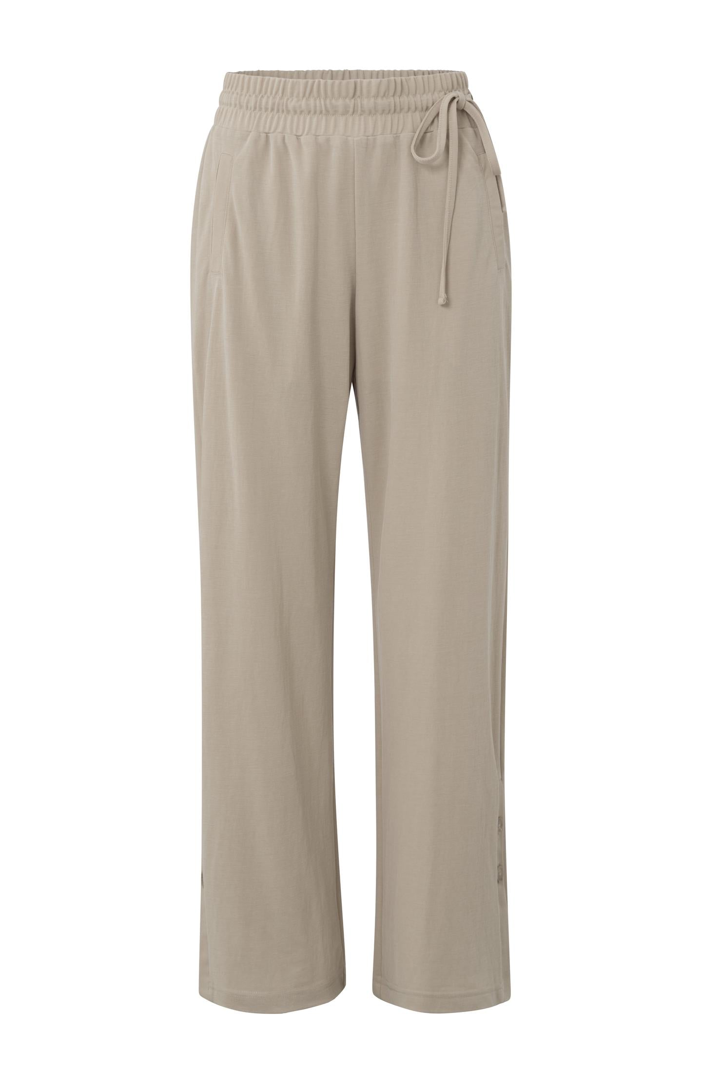 Jersey trousers with wide leg, elastic waist and buttons - Type: product