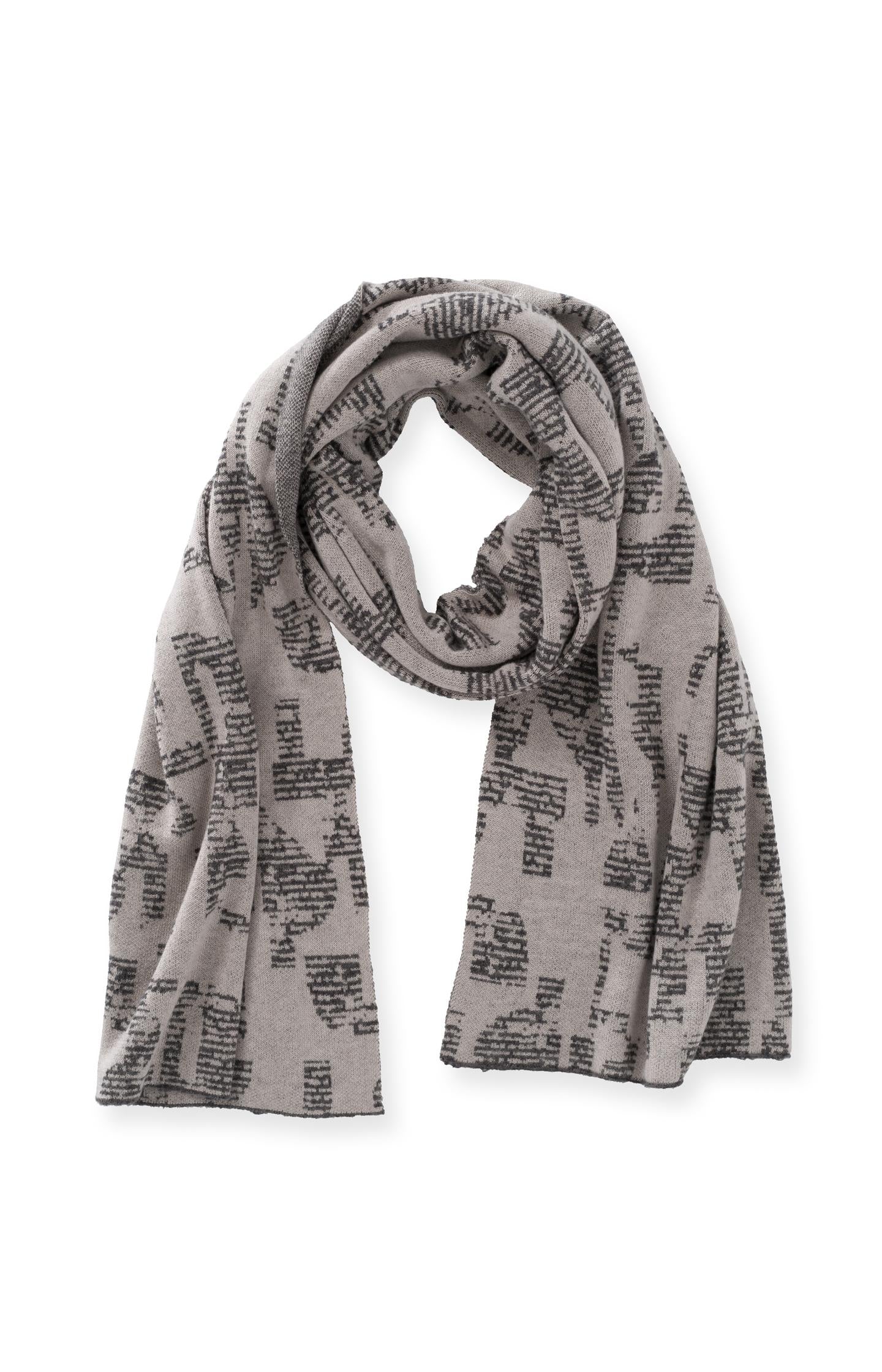 Knitted jacquard scarf with abstract print - Paloma Grey Dessin - Type: product