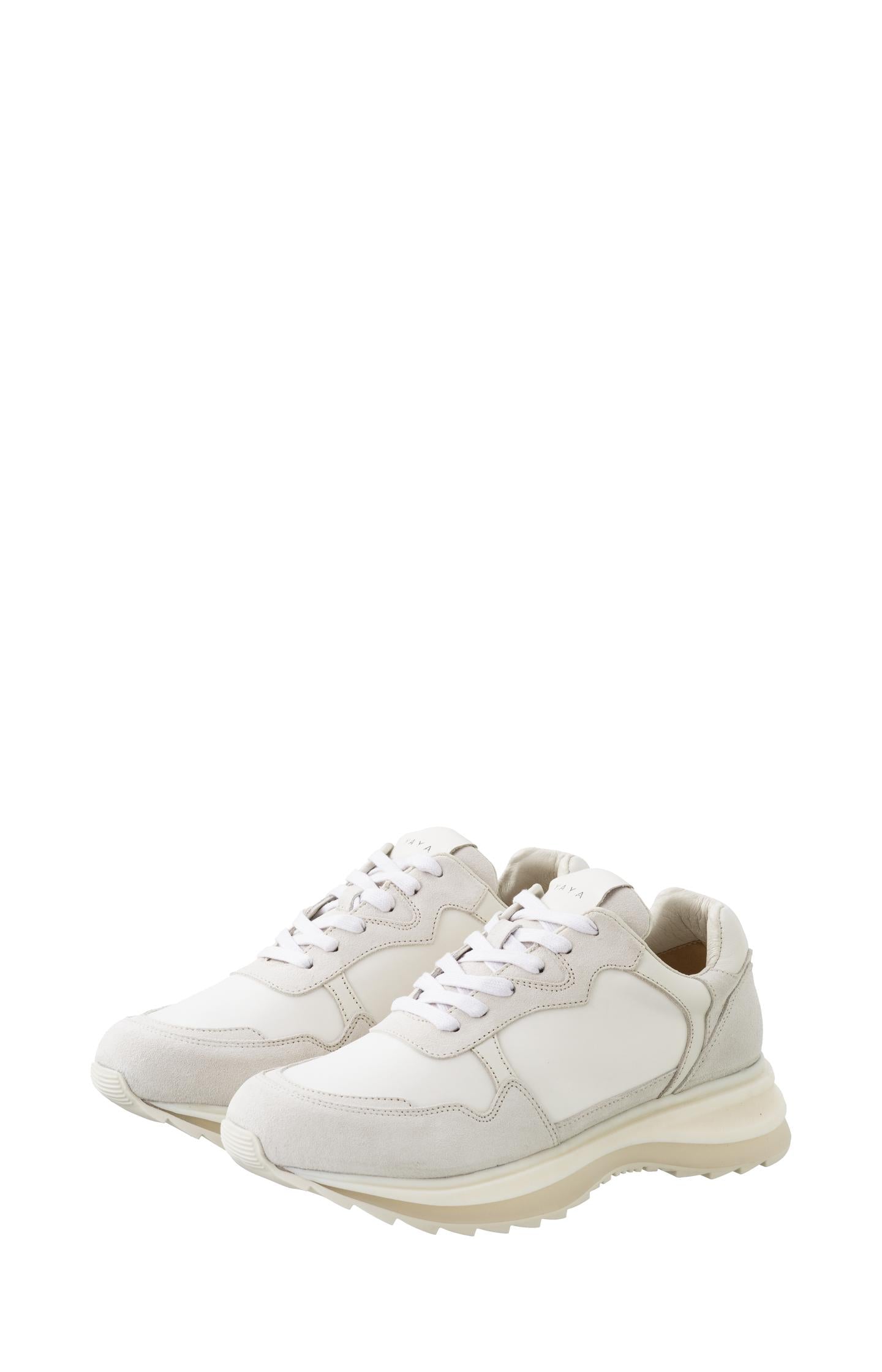 Leather sneaker with lace up style and sole details - Onyx White - Type: product