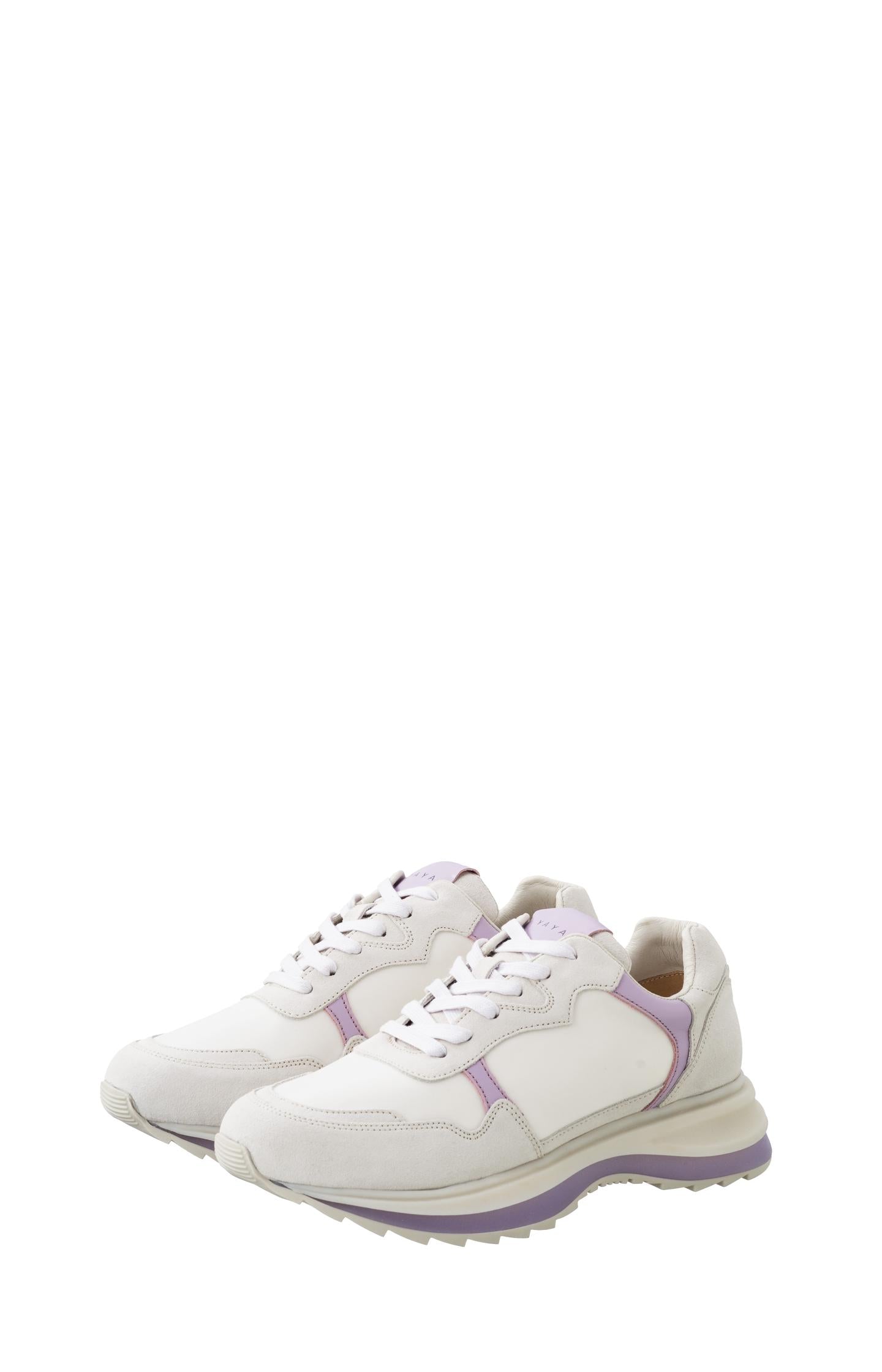 Leather sneaker with lace up style and sole details - Orchid Petal Purple - Type: product