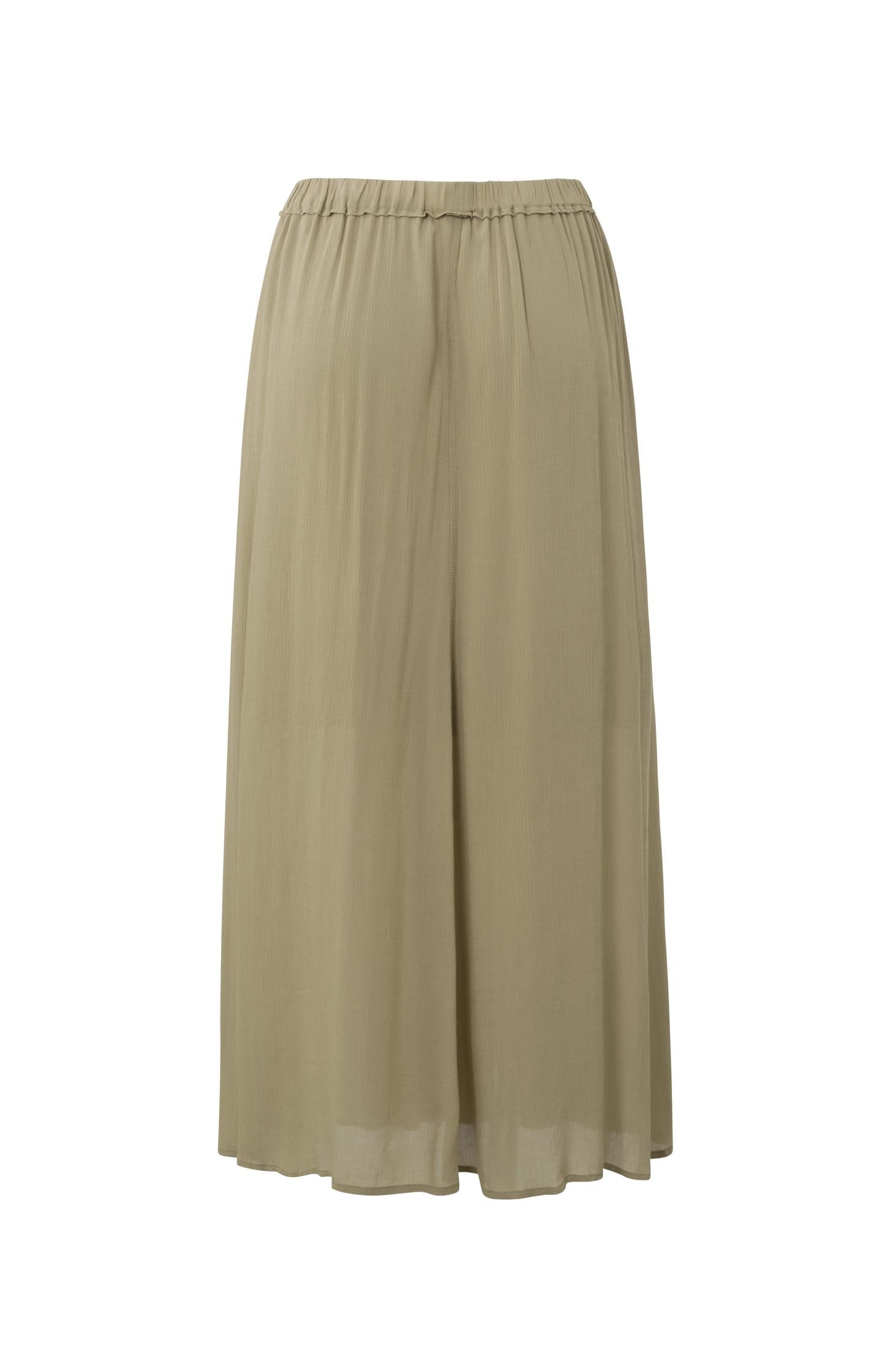 Long A-line skirt with buttons and elastic waist