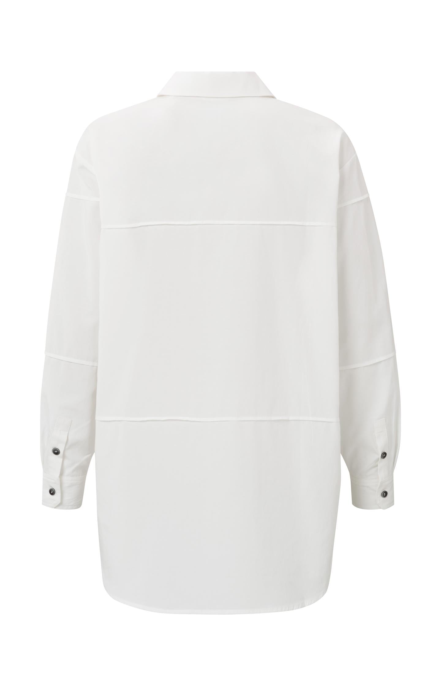Oversized blouse with long sleeves, buttons and seam details