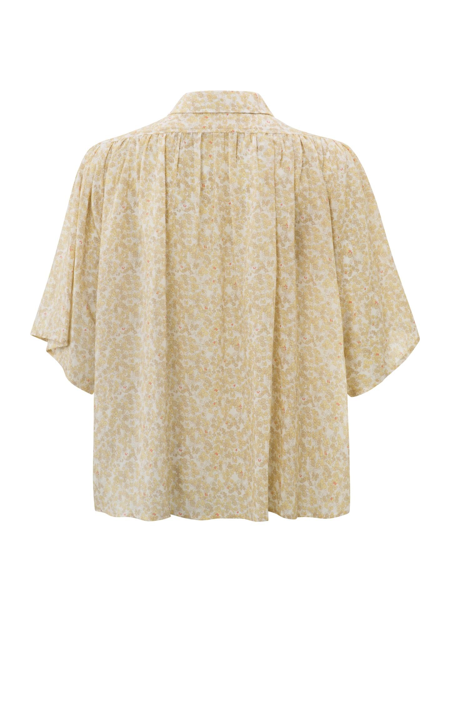 Oversized blouse with mid-length pleated and floral print