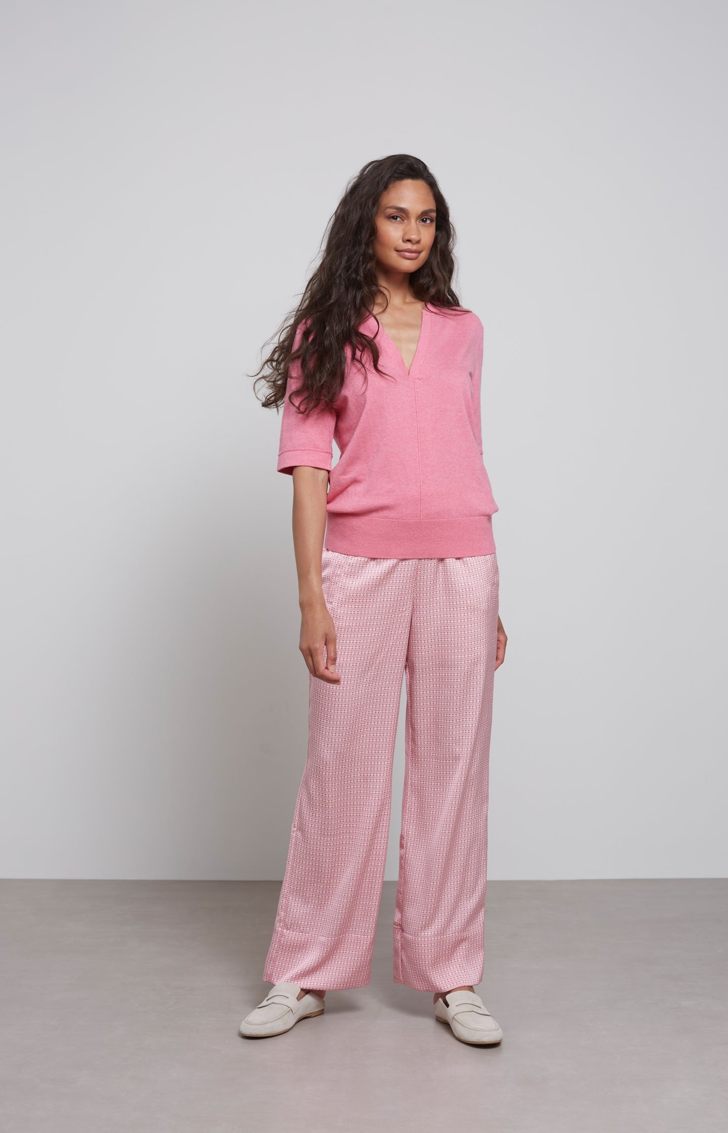 Pants with wide leg, side pockets and print 32 inch - Type: lookbook