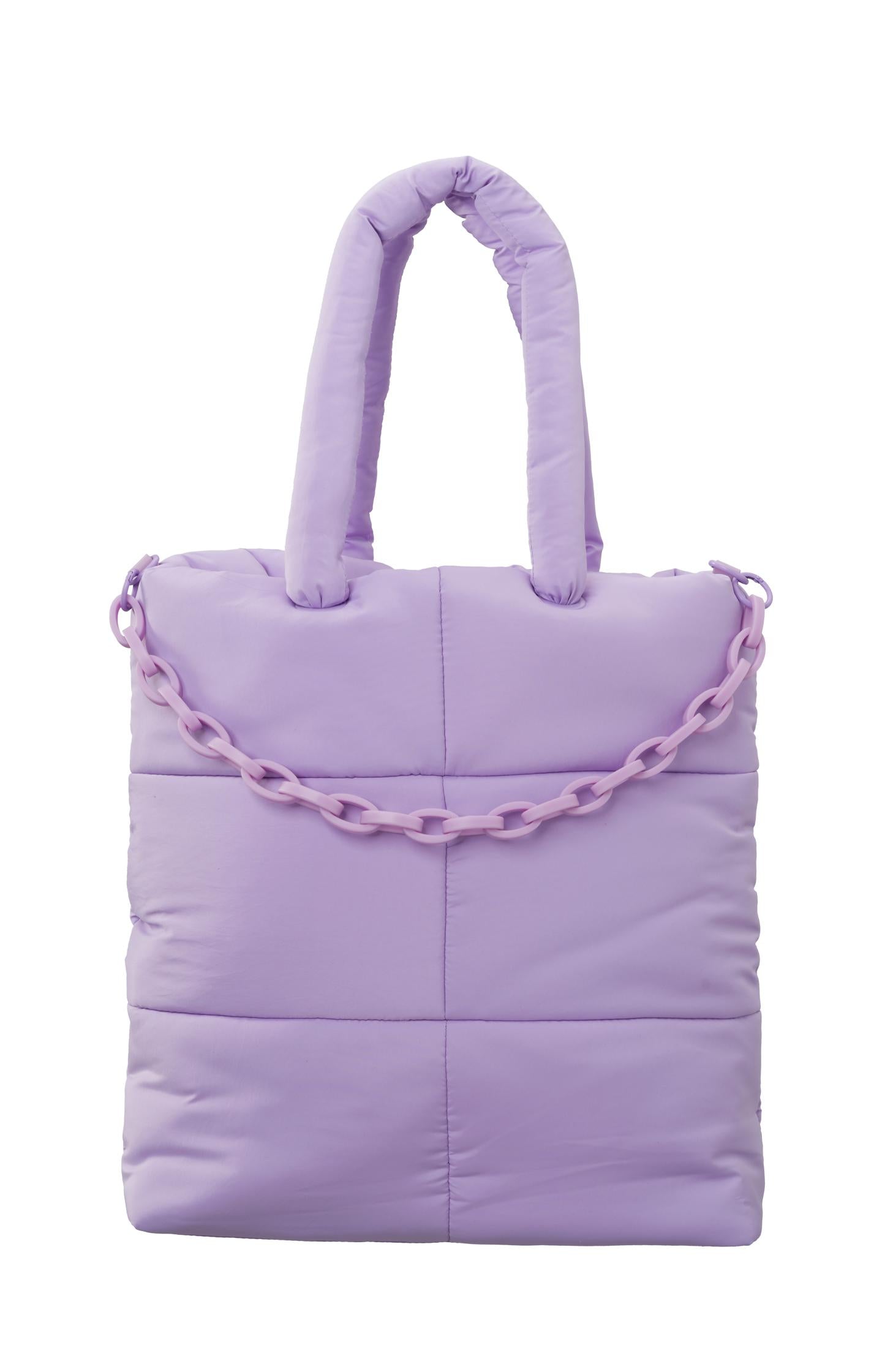 Puffer bag with chain, magnetic closure and side compartment - Orchid Petal Purple - Type: product