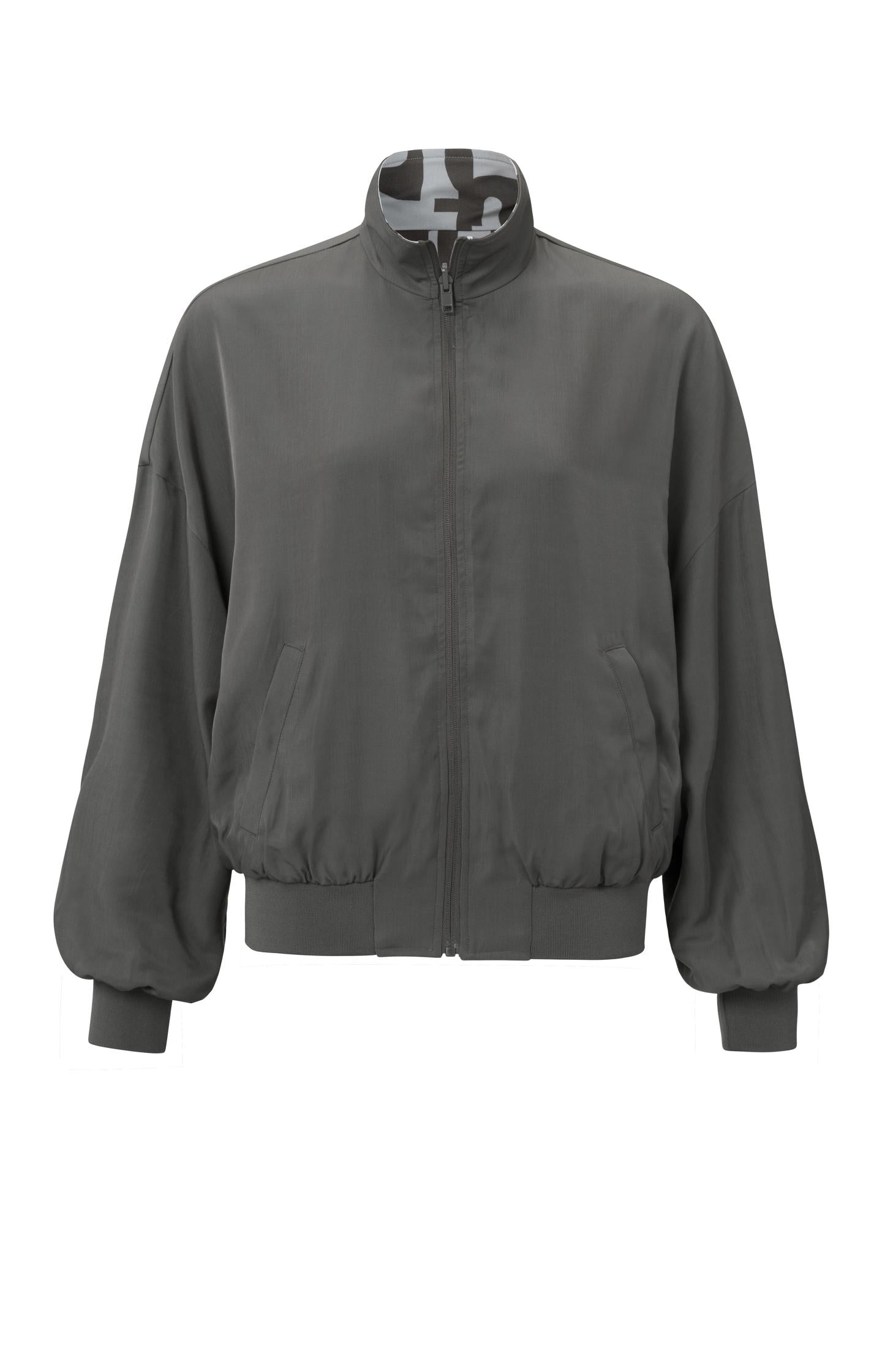 Reversible bomber jacket with 7/8 balloon sleeves and zip - Type: product