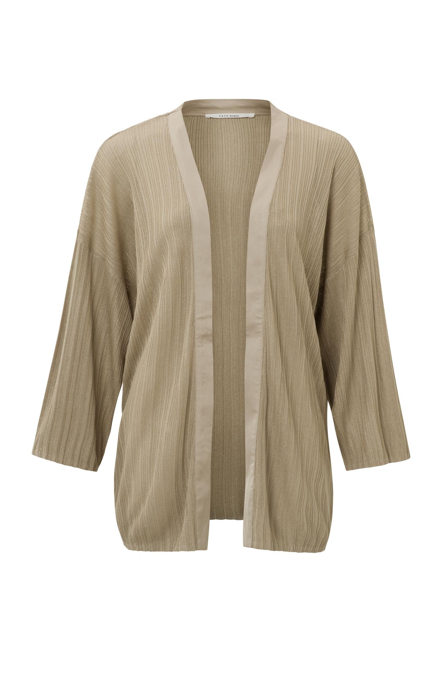 Ribbed kimono with 7/8 sleeves and dropped shoulder seams - Type: product